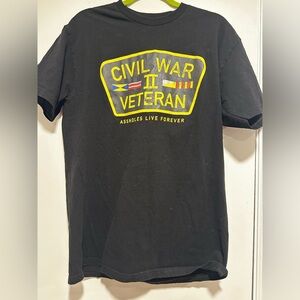 A$$holes Live Forever Mens Civil War II Veteran Black T-shirt. Large. Funny.